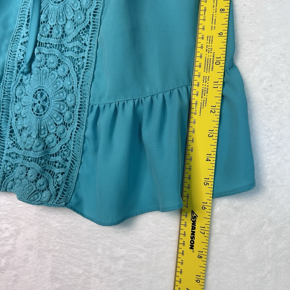 VaVa By Jon Han S Racerback Top Straps Green Embellished Ruffle Tie Front - Picture 7 of 12